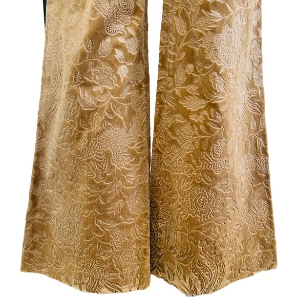 THEORY Jacquard Velvet Low Waisted Flare Leg Pants in Tan Size 6 - Picture 3 of 9